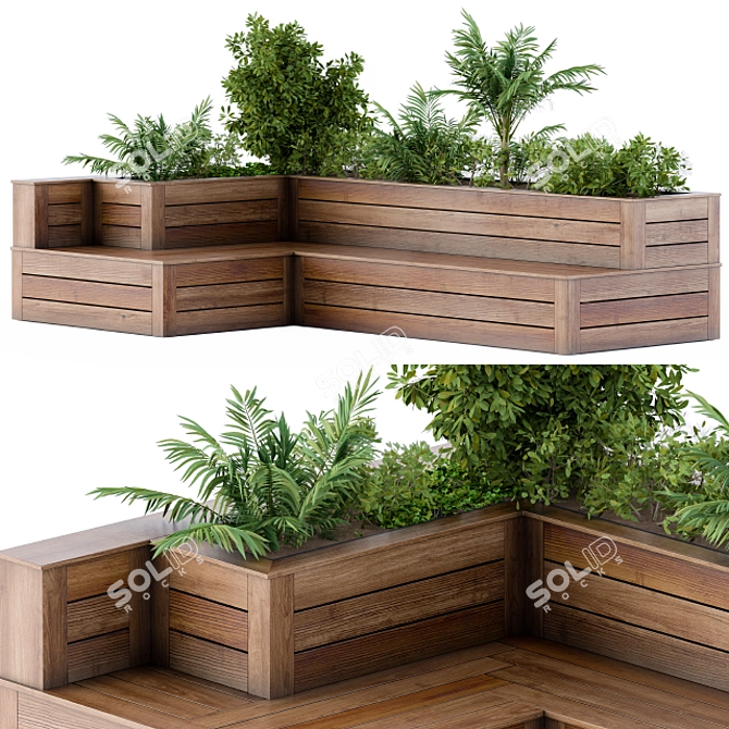 Rooftop Oasis: Flower Box Bench 3D model image 1