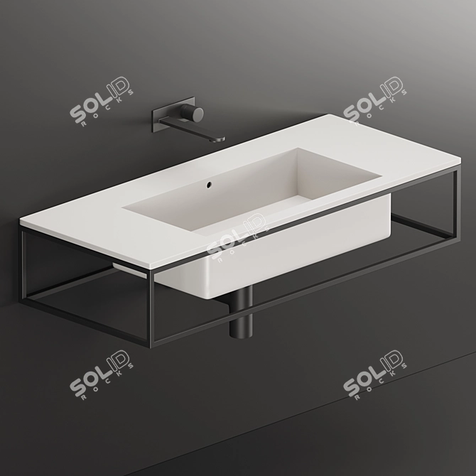 Azzurra Cut - Ceramic Basin with Rubinetteria Faucet 3D model image 1