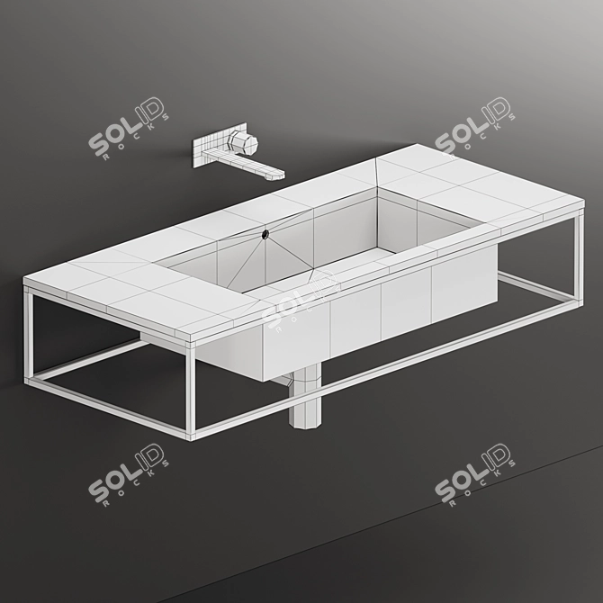 Azzurra Cut - Ceramic Basin with Rubinetteria Faucet 3D model image 2