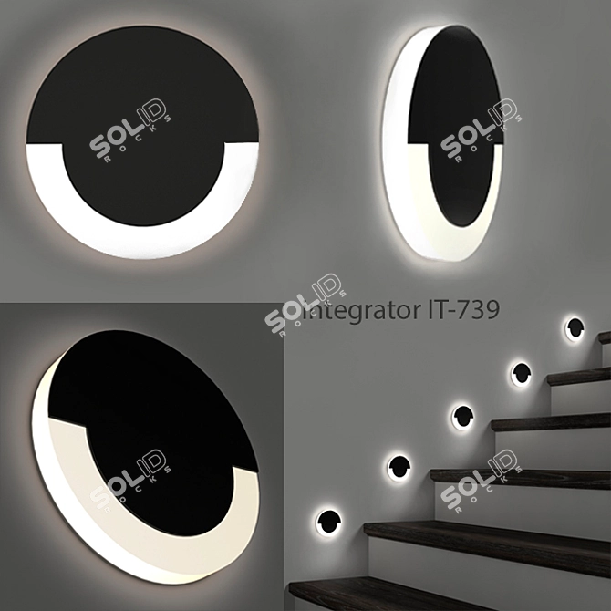 Round LED Stair Recessed Light 3D model image 1