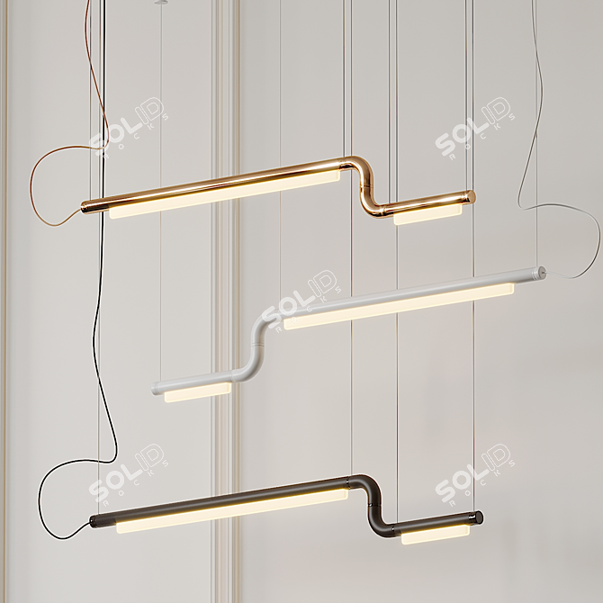 Modern LED Linear Suspension Light 3D model image 1