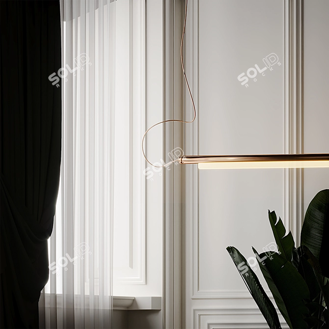 Modern LED Linear Suspension Light 3D model image 4