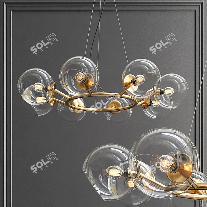 Elegant Glass Bole Chandelier 3D model image 2