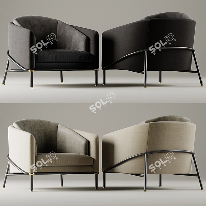 Minotti Fil Noir Armchair: Modern Elegance 3D model image 1