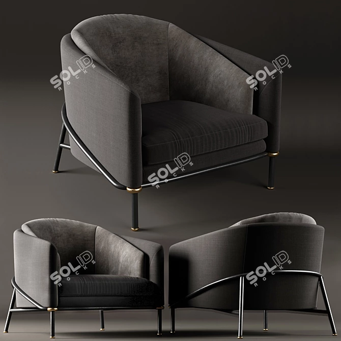 Minotti Fil Noir Armchair: Modern Elegance 3D model image 2