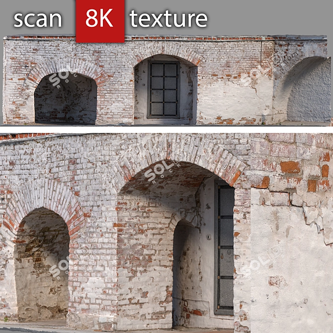 Detailed Wall with Arch 2 - 8K Texture 3D model image 1