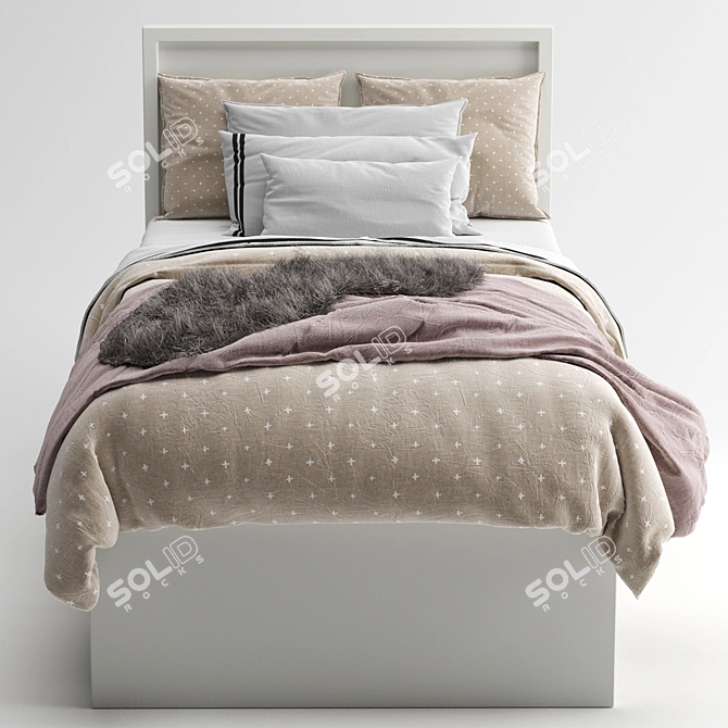 Luxury Channel-Stitched Bed: Avalon 3D model image 3