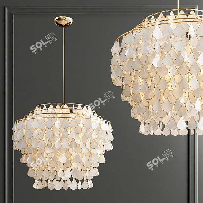 Elegant Capiz Chandelier 3D model image 1