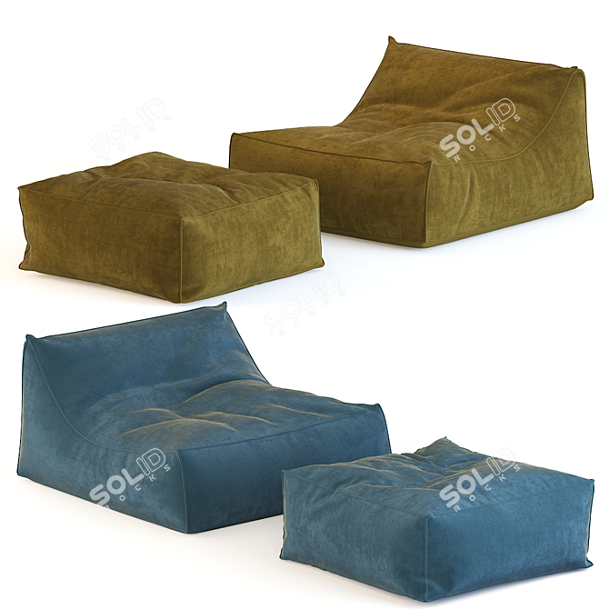 Paola Lenti Floatby Armchair & Puff Set 3D model image 1