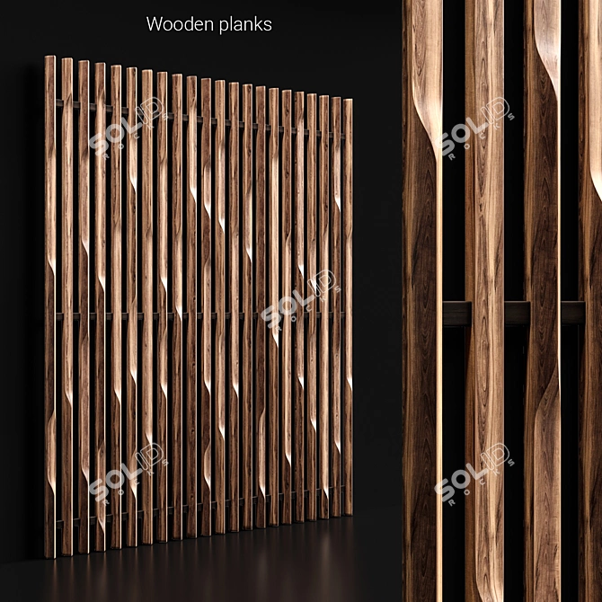 Decorative Wooden Wall Planks 3D model image 1