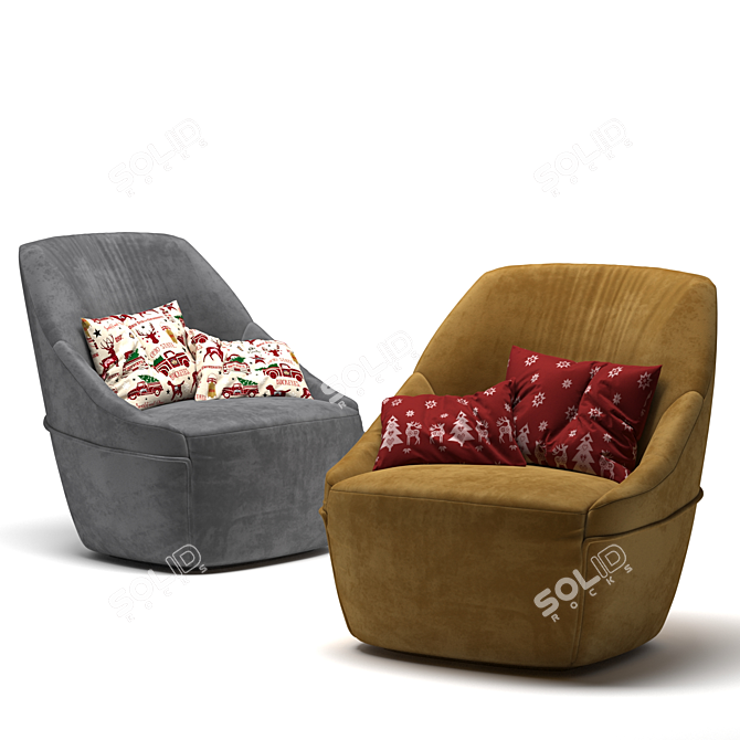 Elegant Swivel Alma Armchair 3D model image 1