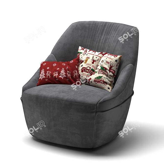 Elegant Swivel Alma Armchair 3D model image 3