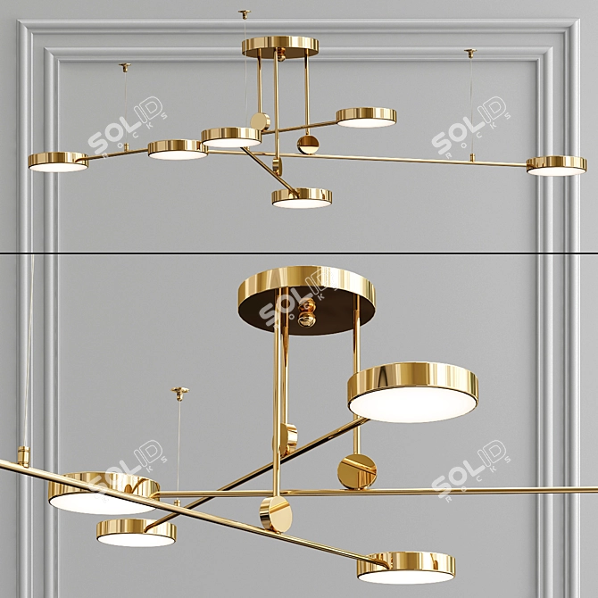 Golden Glow LED Pendant 3D model image 1