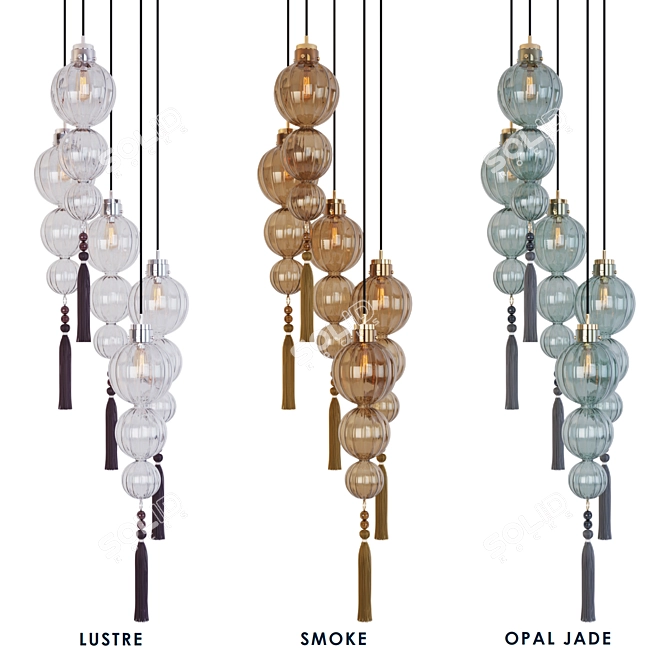 Vintage-Style Glass Pendant Light 3D model image 2