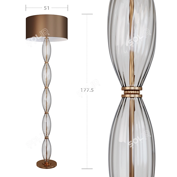 Sleek Gold Smoke Floor Lamp 3D model image 1