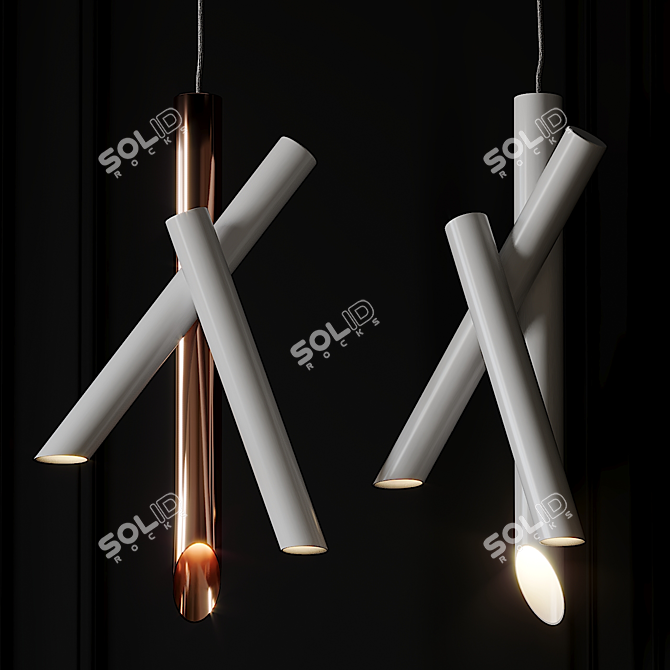 Sleek Tubes Pendant Lighting 3D model image 1