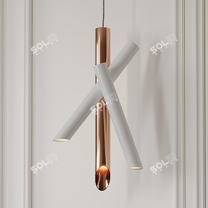 Sleek Tubes Pendant Lighting 3D model image 2