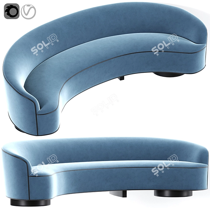 Sleek and Modern Vladimir Kagan Sofa 3D model image 1