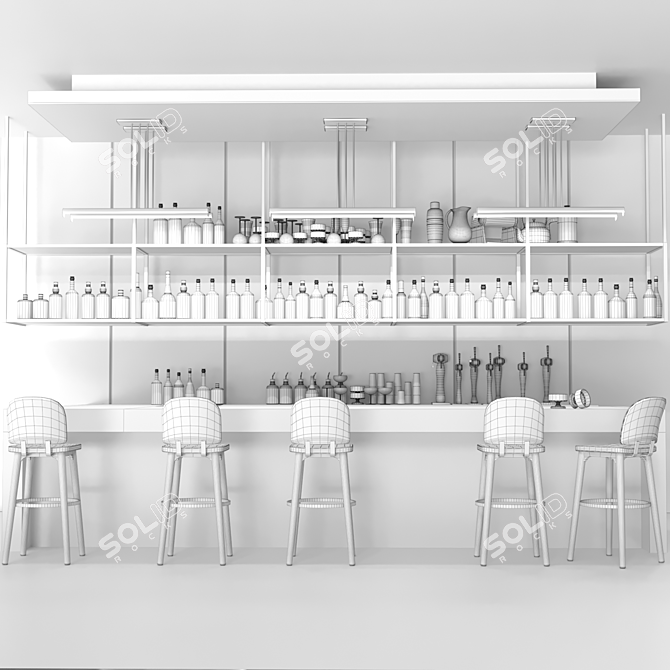 Pub & Restaurant Bar Design: Whiskey, Wine, Vodka, Rum, Beer 3D model image 2