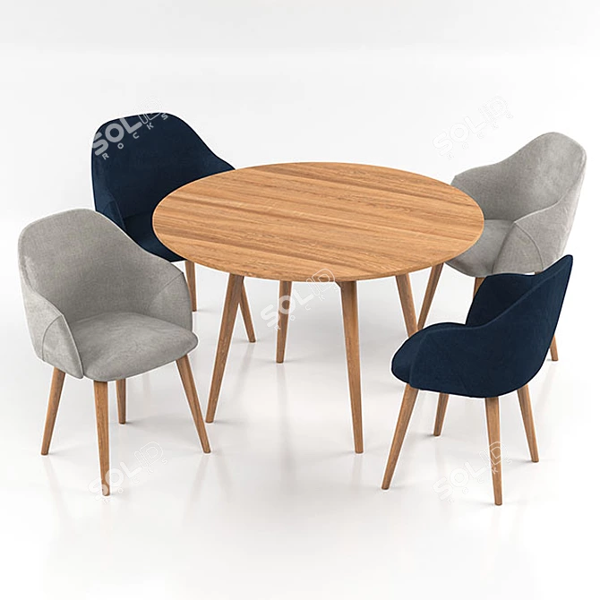 Modern Berki Chair and Asher Table 3D model image 1