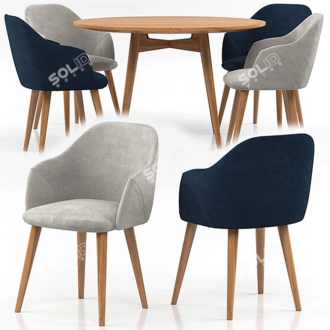 Modern Berki Chair and Asher Table 3D model image 2