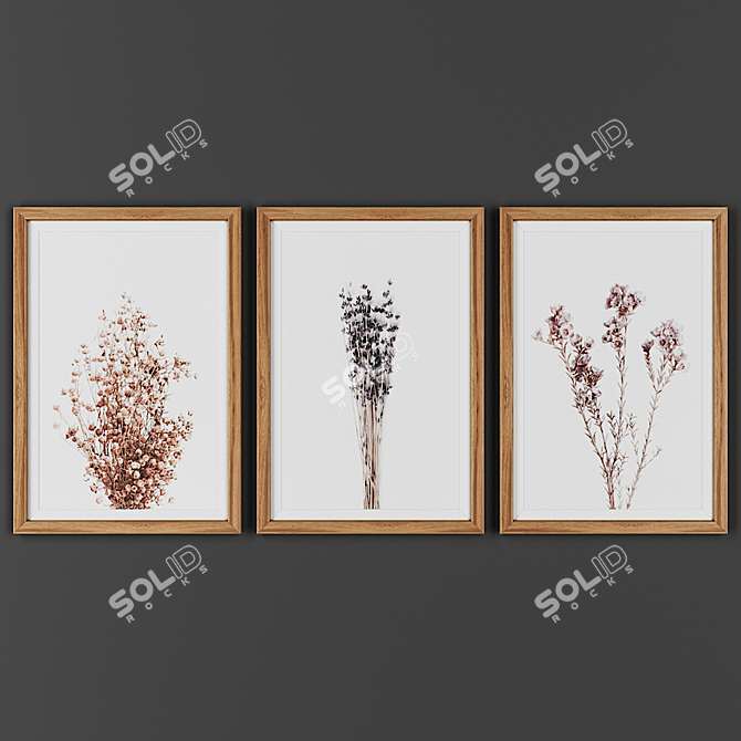 Wooden Picture Frame Trio 3D model image 1