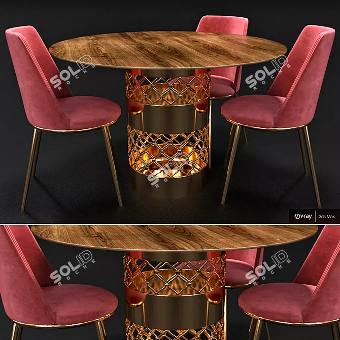 Classic Table Set: Timeless Elegance in 3D 3D model image 1