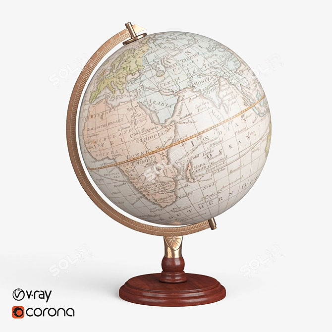 Antique World Globe 3D model image 1
