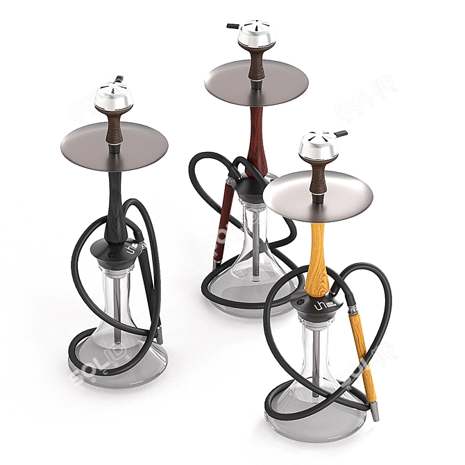 Wooden Hookah Trio 3D model image 2