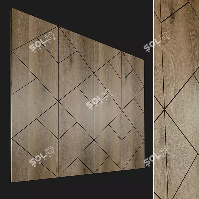 Elegant Wood Wall Panel 3D model image 1