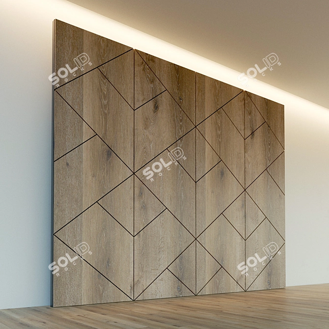 Elegant Wood Wall Panel 3D model image 2