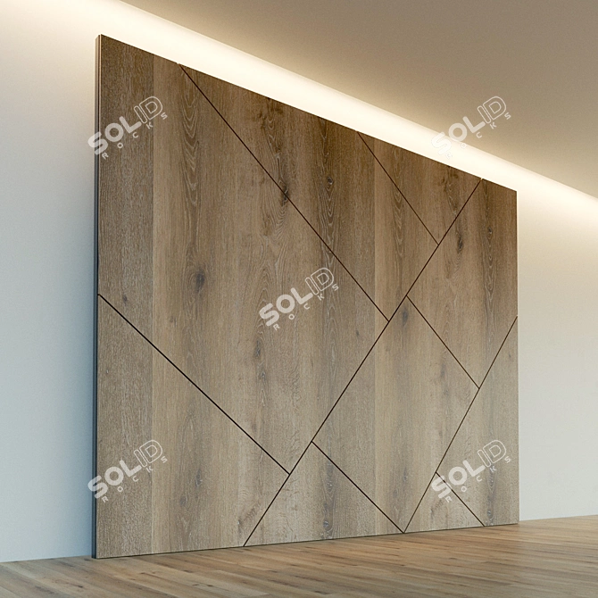 Wooden 3D Wall Panel. High-Res Texture. Lightweight. 3D model image 2