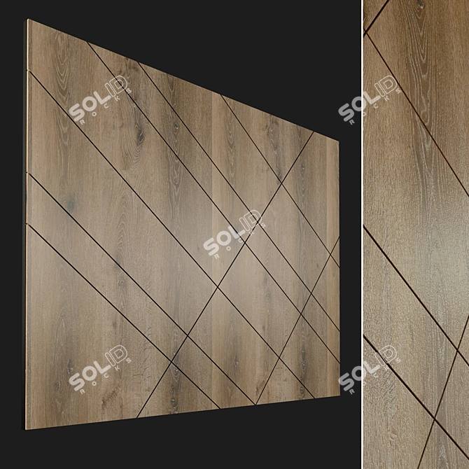 Wooden 3D Wall Panel: High-Resolution Texture | Decorative Home Decor 3D model image 1