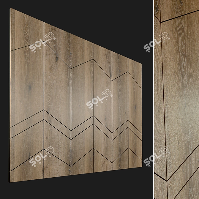 Wooden 3D Wall Panel. High-Res Texture. 3D model image 1