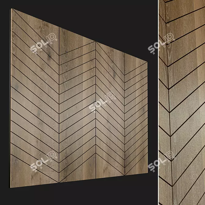 Title: Wooden 3D Wall Panel - Elegant Home Decor 3D model image 1