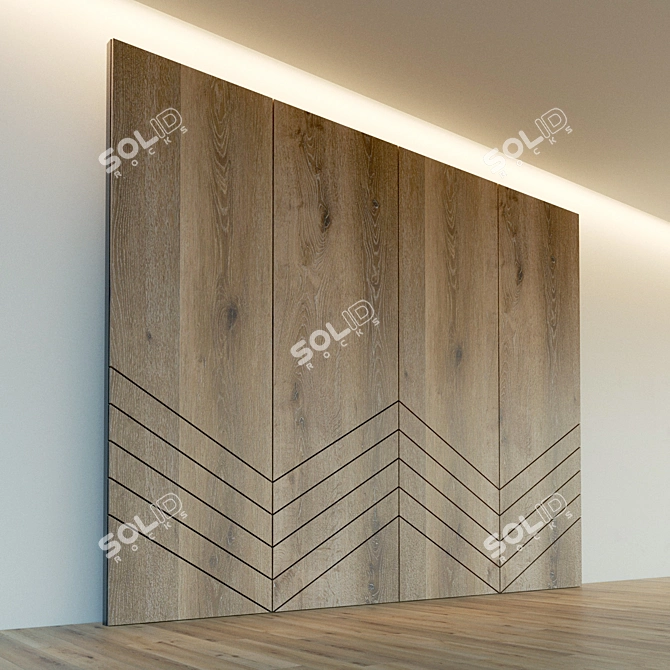 Title: Wooden 3D Decorative Wall Panel 3D model image 2