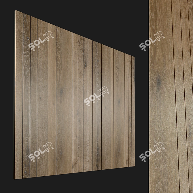 Wooden 3D Wall Panel - High-Resolution Texture 3D model image 1