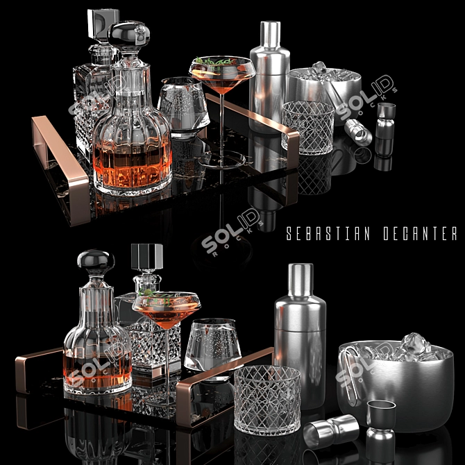 Suave Whiskey Decanter Set 3D model image 1