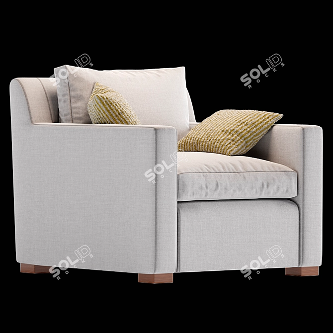 Elegant Belgian Track Armchair 3D model image 1