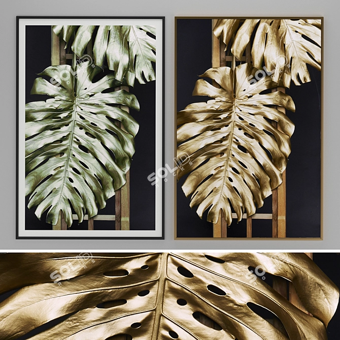 Elegant Leaves Picture Frame 3D model image 1