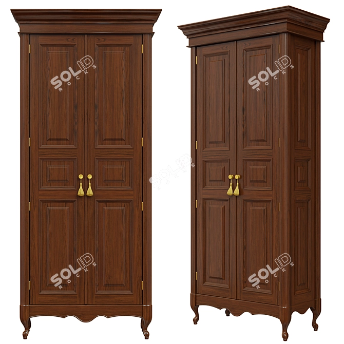 Classic Wood Wardrobe 1000mm 3D model image 1