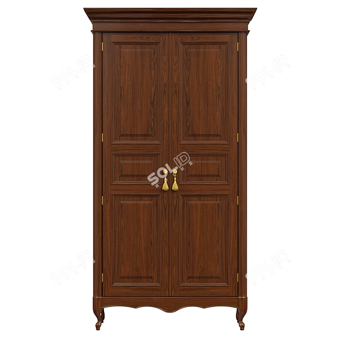 Solid Wood Wardrobe 1200mm 3D model image 1