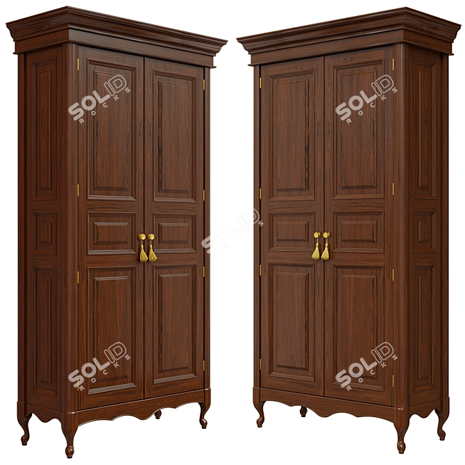 Solid Wood Wardrobe 1200mm 3D model image 2