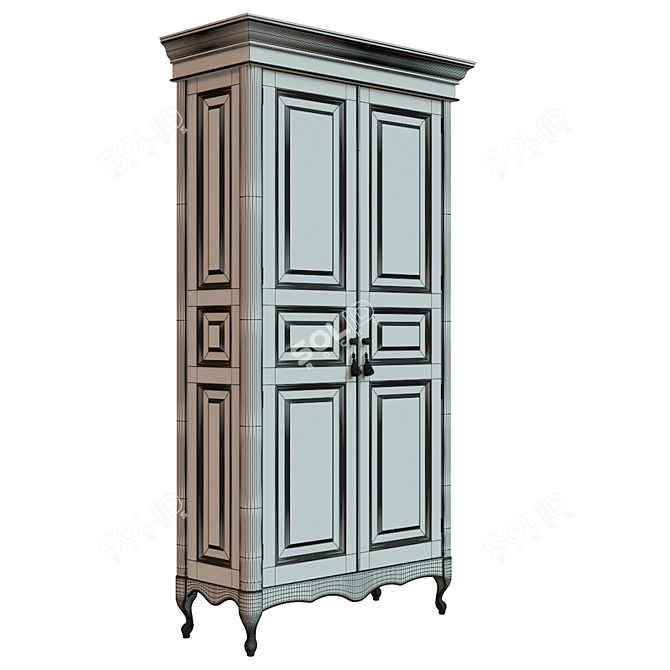 Solid Wood Wardrobe 1200mm 3D model image 3