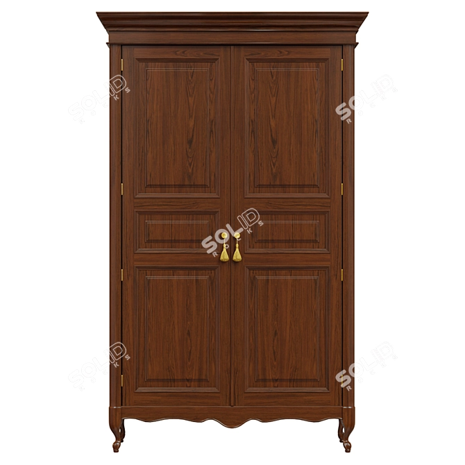 Elegant Wooden Wardrobe 3D model image 1