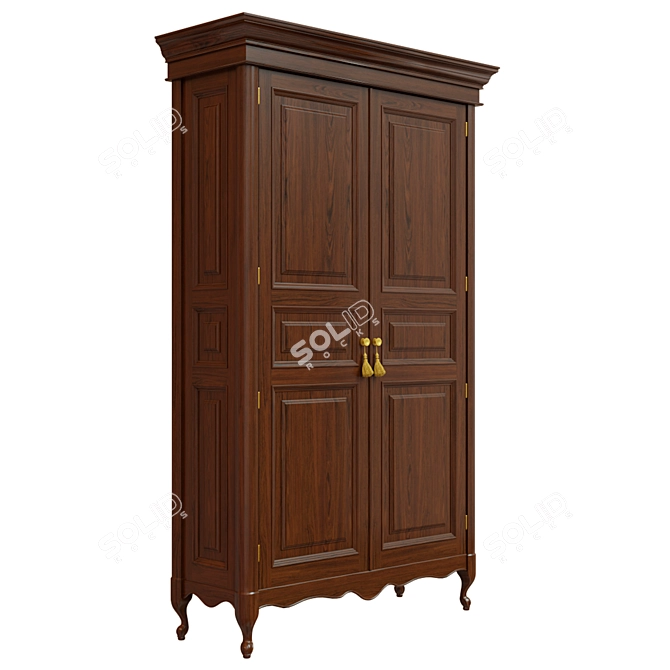 Elegant Wooden Wardrobe 3D model image 2