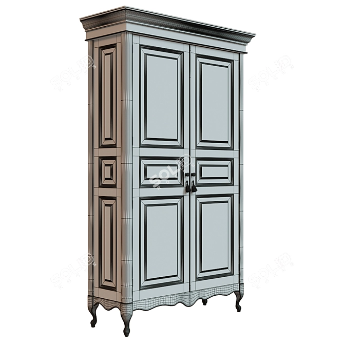 Elegant Wooden Wardrobe 3D model image 3