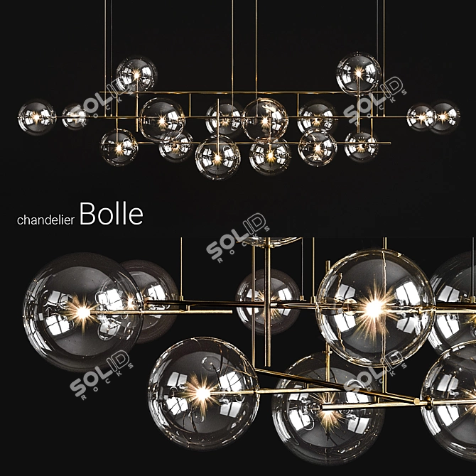 Bolle Horizontal: Modern Chandelier for Versatile Spaces 3D model image 1