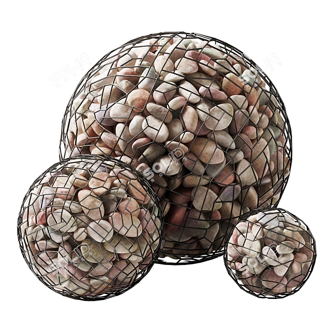 Gabion Sphere pebble - Smooth geometry, 3D Max, 3 textures 3D model image 1