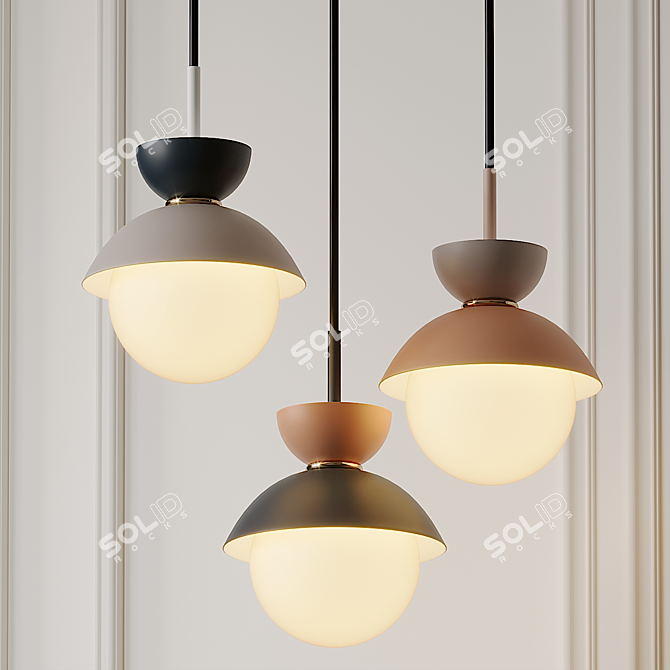 Sleek Metal Pendant Light 3D model image 1